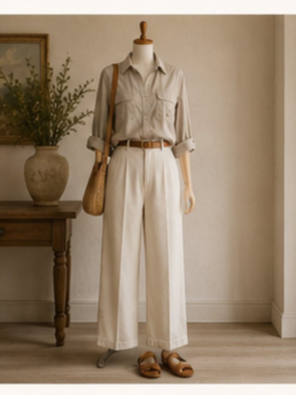 Lauren Ralph Lauren Safari Utility Shirt Khaki Cotton Quiet Luxury Equestrian L - Picture 9 of 10